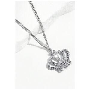 Bling crown - Necklace - Stainless Steel - CZs - 20"